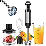 Bonsenkitchen batidora de mano multifunción 4 en 1 1000 W, 12 velocidades ajustables, con batidor, picadora de 500 ml y vaso medidor de 700 ml, procesador de alimentos sin BPA