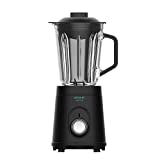 Cecotec Batidora de Vaso Power Black Titanium 1000. 1000 W, Cuerpo de Acero Inoxidable, Cuchilla de 6 Hojas con Recubrimiento de Titanio Negro, Jarra de Vidrio 1,5 L, 5 Velocidades