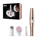 Braun FaceSpa Pro Depiladora Facial Mujer Todo en 1 con Cepillo de Limpieza, Base de Carga, Funda Portátil, Inalámbrica, 921, Bronce